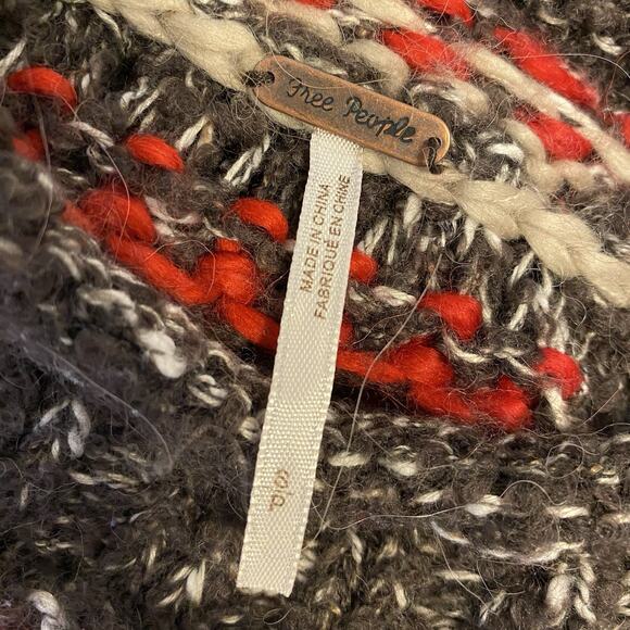 Free People Fair Isle Chunky Knit Boxy Oversized Sweater SP Wool Blend OldMoney - Picture 4 of 8